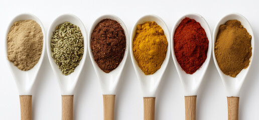 spices on white background