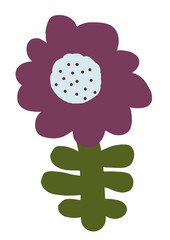 Purple Flower Blooms During Peaceful Springtime Flower on stem with leaves.