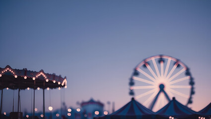 Fototapeta premium Night carnival scene with ferris wheel in background and colorful lights 