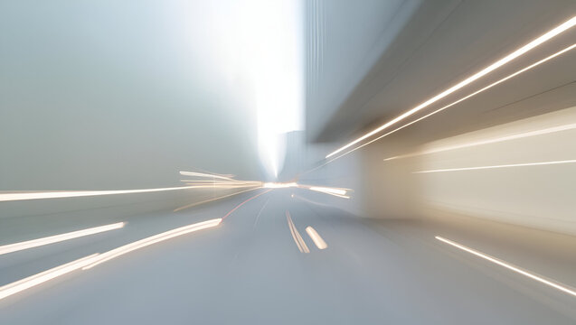 Abstract urban scene with motion blur and light trails for dynamic city feel
