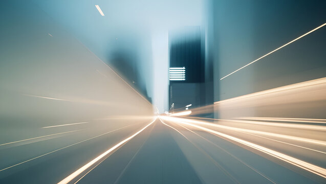 Abstract urban scene with motion blur and light trails for dynamic city feel
