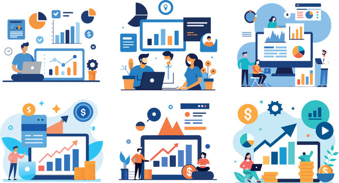 Finding new ideas. problem solving. Vector illustration banner.Teamwork search for solutions Miniature people team working flat modern design illustration