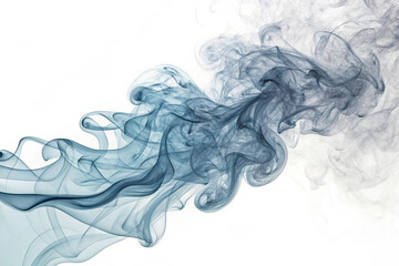 Fototapeta premium Abstract blue smoke swirling gracefully on a white background