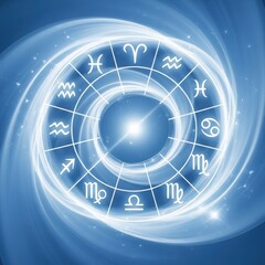 Glowing Celestial Zodiac Wheel With