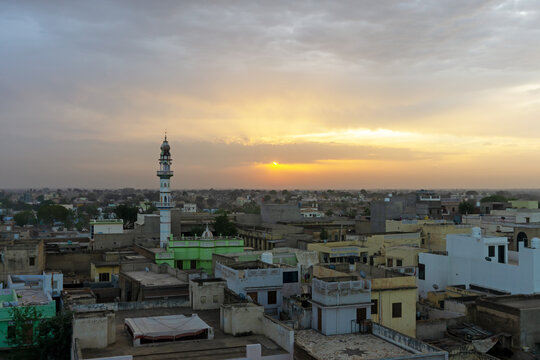 View of Mandawa village skyline in Jhunjhunu district Shekhawati region Rajasthan India
