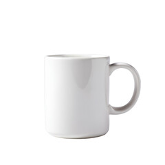 Fototapeta premium Simple White Ceramic Mug for Coffee or Tea Beverage on Isolated Background