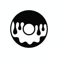 Fototapeta premium A single vector silhouette of a Donut with dripping “bloody” glaze, styled for a spooky Halloween theme 