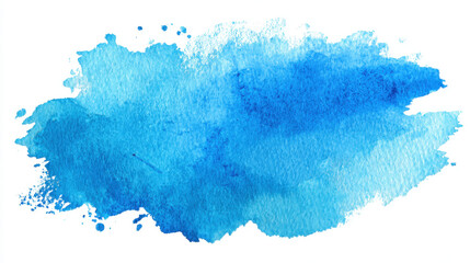 Abstract blue watercolor texture on white paper background. Isolated watercolor. Design element for products and printing