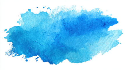 Abstract blue watercolor texture on white paper background. Isolated watercolor. Design element for products and printing