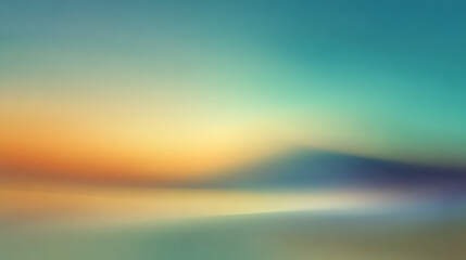 Obraz premium Soft focus gradient of warm orange fading to cool teal with subtle landscape impression abstract background