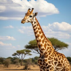 Naklejka premium giraffe in the savannah