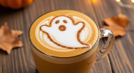 Spooky Ghost Latte Art for a Festive Halloween Coffee Drink