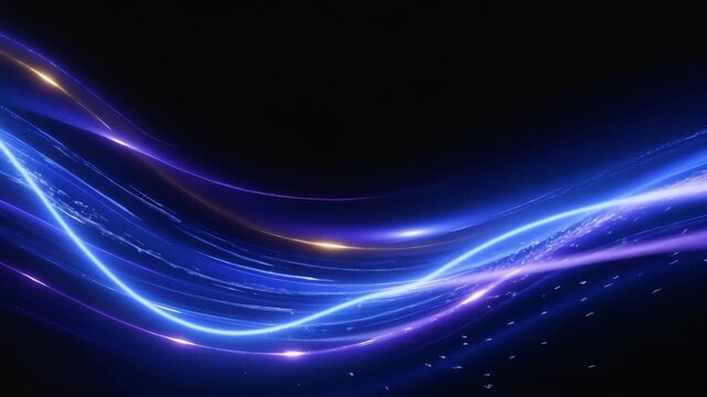 Dynamic blue and purple glowing waves flowing on a dark background.