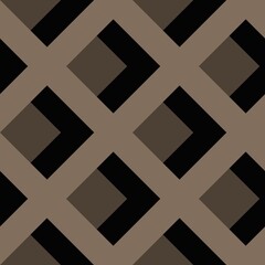 A geometric pattern features intersecting squares and diamonds in shades of brown and black. The symmetrical design creates a visually striking, repetitive effect across the entire image.