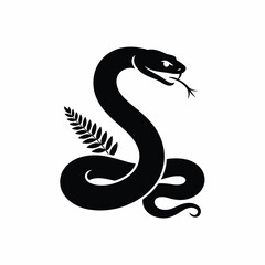 Obraz premium A single vector silhouette of a Snake Coiled, designed in a dark, elegant, or eerie style 