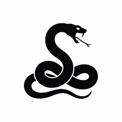 Fototapeta premium A single vector silhouette of a Snake Coiled, designed in a dark, elegant, or eerie style 
