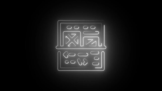 Glowing Neon Web Developer Icon Isolated on Black Background. HD Video Motion Graphic Animation