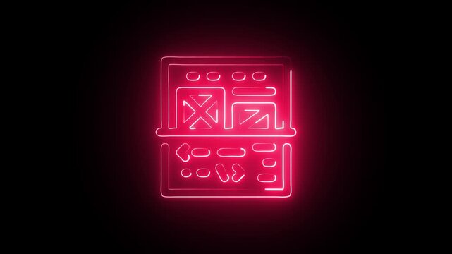 Glowing Neon Web Developer Icon Isolated on Black Background. HD Video Motion Graphic Animation