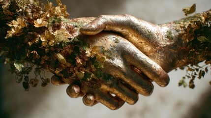 Golden Hands Embrace: A Symbol of Unity and Nature's Harmony