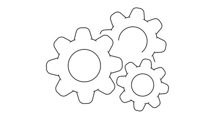 Outline cogwheel mechanism symbol, line gearwheel sign, technology concept, wheel icon vector illustration, machinery industrial technology sign, circle cog for mechanization icon