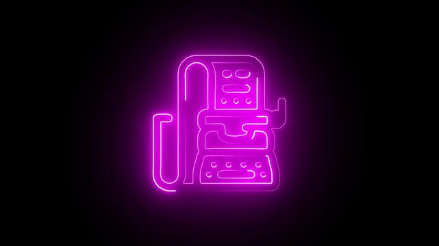 Glowing Neon Typewriter Icon Isolated on Black Background. HD Video Motion Graphic Animation