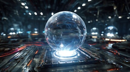 Futuristic Energy Sphere in a Sci-Fi Lab