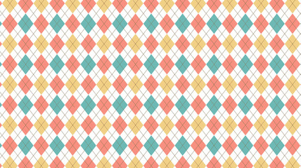 Seamless argyle pattern, colorful diamond and harlequin geometric pattern. Vector decorative ornamental checkered rhombus background