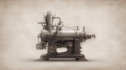 Fototapeta premium Vintage Engine Advertisement Featuring Classic Design and Aesthetic Appeal for Curious Minds