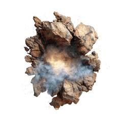 Obraz premium Explosive crater in rocky terrain