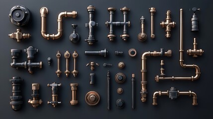 Fototapeta premium Set Line Icons of Plumbing