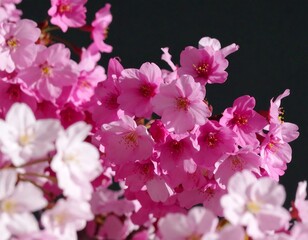Fototapeta premium Close-up of vibrant pink and white cherry blossoms