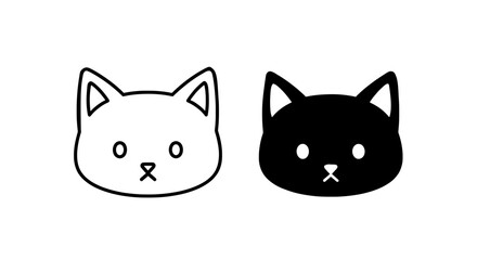 Minimalist Cat Faces VECTOR Whimsical Black and White Feline Icons for Creative Designs