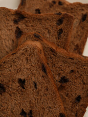 Chocolate loaf bread on white background