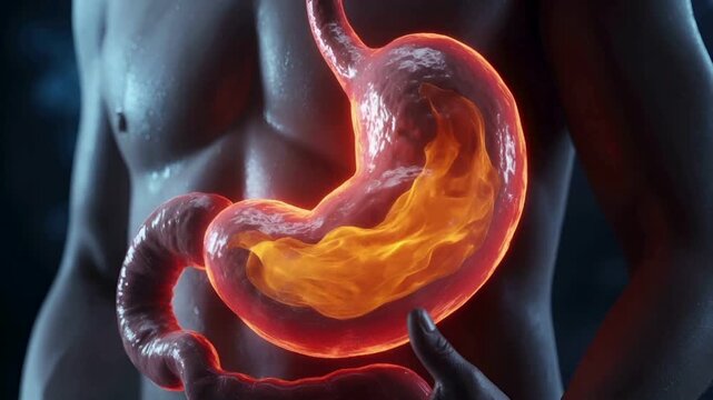Burning Stomach Gastritis, Heartburn, and Digestive Issues Concept
