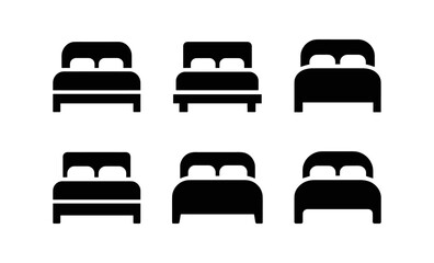 Obraz premium Minimalist bed icons set: monochrome silhouette designs for home decor