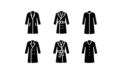 Set of minimalist coat icons in flat style for fashion and design projects
