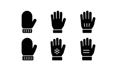 Obraz premium Simple black and white winter glove shapes with mittens and snowflake design