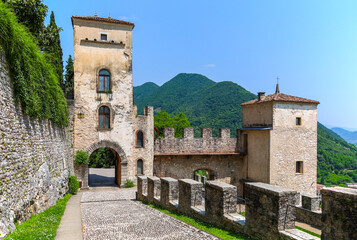 Castel Brando (Castrum Costae) is a medieval castle situated on a dolomite limestone rock at an elevation of 370 m above sea level, overlooking the villages of Cison di Valmarino and Valmareno, Italy