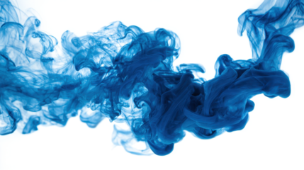 Blue smoke isolated on white white background