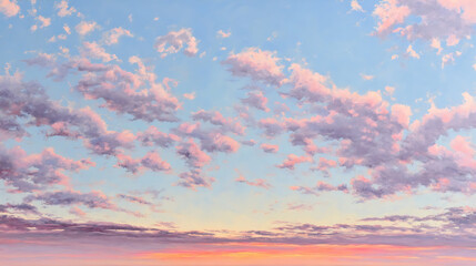 Soft pastel clouds drifting across a serene sky at dawn pink purple