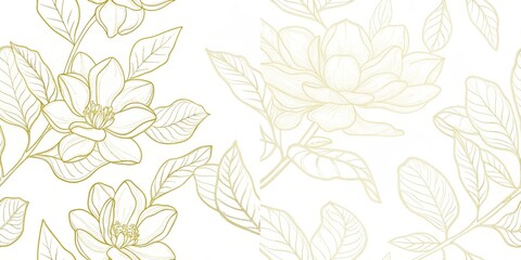 Delicate outline floral pattern with subtle color accents