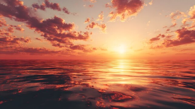 A serene sunset over a placid sea.