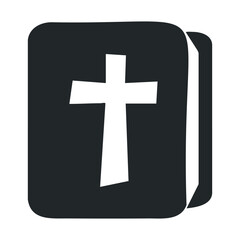 Fototapeta premium Minimalist black bible icon with white cross design