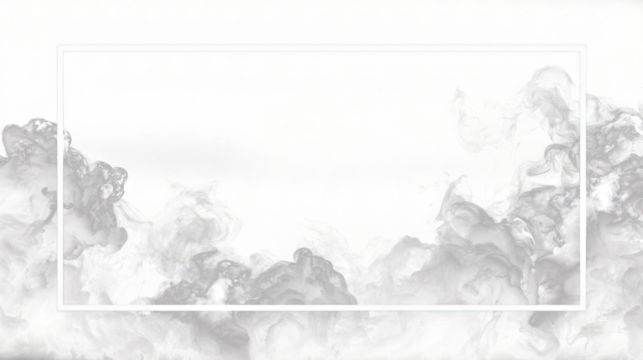 Dark smoke or fog frame design isolated on black background. Black smoke border with empty space for design. Mockup, template. Smoke backdrop. Spooky smoke frame. PNG