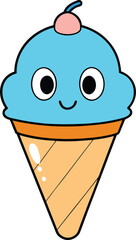 A cone of colourful ice cream summer desserteVector