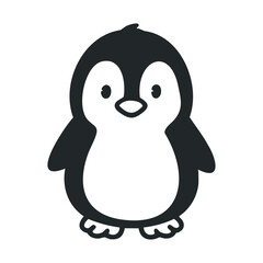 Fototapeta premium Cute cartoon penguin illustration with black and white design