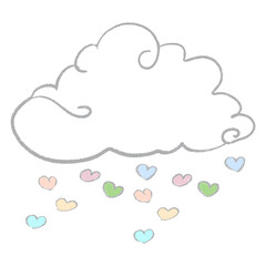 A Cute simple puffy cloud with pastel colors love or heart - shaped Rain 
