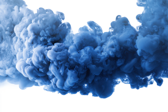 Floating blue smoke effect isolated on transparent white background. Magic haze. Cloud, smoke texture in blue color, fog. PNG. Smoke overlay for decoration, covering, creative design elements