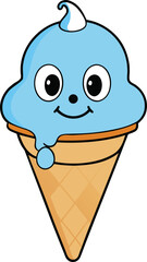A cone of colourful ice cream summer desserteVector