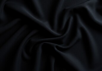 Fototapeta premium A close-up shot of luxurious black fabric with elegant folds and flowing lines.